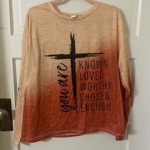 Women's Orange Graphic Long Sleeve Top